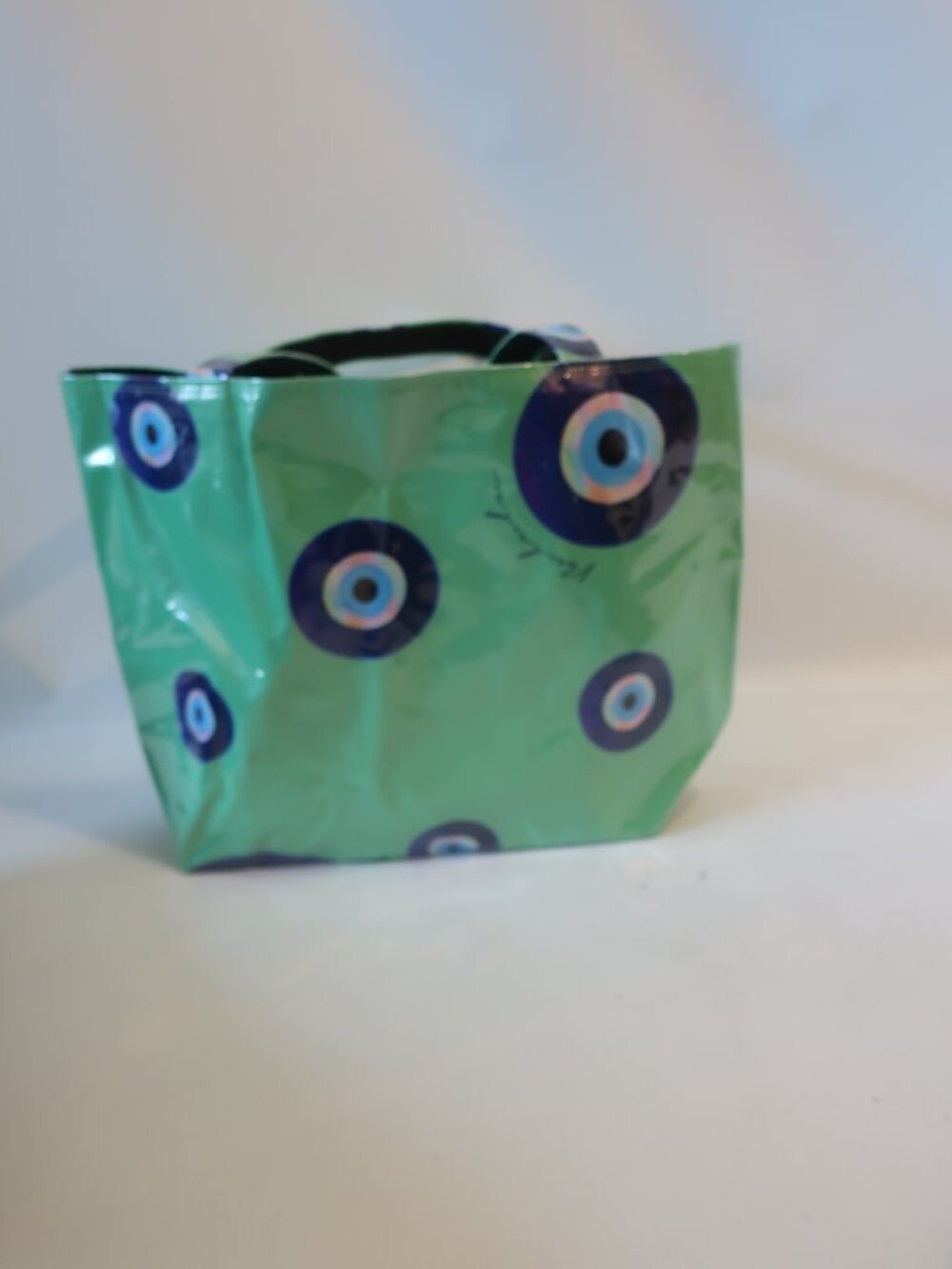 NWT Womens Tina Demel Green, Purple Evil Eye Beach Tote Bag